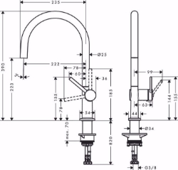 Picture of Hansgrohe Talis M54 Einhebel-Küchenmischer 220, 1jet, edelstahl finish , Art.Nr. : 72804800