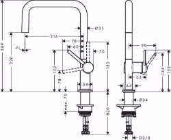 Picture of Hansgrohe Talis M54 Einhebel-Küchenmischer U 220, 1jet, edelstahl finish , Art.Nr. : 72806800