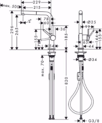 Picture of Hansgrohe Talis M54 Einhebel-Küchenmischer 270, Ausziehauslauf, 1jet, edelstahl finish , Art.Nr. : 72808800