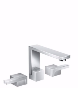 Picture of AXOR Edge 3-Loch Waschtischarmatur 130 mit Push-Open Ablaufgarnitur - Diamantschliff, chrom , Art.Nr. : 46051000