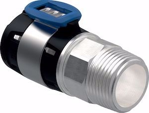 Picture of Geberit FlowFit Anschluss gerade mit Aussengewinde d25mm, R1/2", vernickelt, Art.Nr. :619.472.22.1