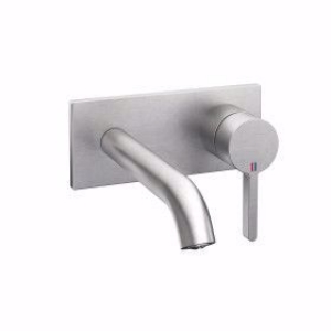 Picture of KWC BEVO Waschtisch brushed steel A 225 Fertigmontageset Hebelmischer Auslauf fest Neoperl® Caché?, brushed steel, 1/2", Art.Nr. : 11.422.034.177