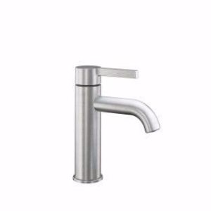 Picture of KWC BEVO Waschtisch brushed steel A 115 Hebelmischer Auslauf fest Neoperl® Caché® CS, Coin Slot, brushed steel, mit Push Open, Art.Nr. : 12.421.641.177FL