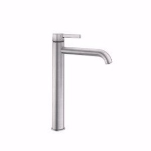 Picture of KWC BEVO Waschtisch brushed steel A 195 Hebelmischer Auslauf fest Neoperl® Caché® CS, Coin Slot O, brushed steel, o. Ablaufventil, Art.Nr. : 12.421.093.177FL