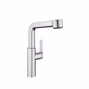 Picture of KWC DOMO E Küche edelstahl A 215 Hebelmischer Auszugbrause SprayClean - aktive Kalkbeseitigung und, rf. Stahl, seitenbedient, Art.Nr. : 10.701.003.700FL