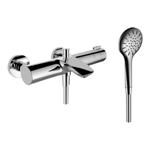 Bild von Laufen Armaturen - Thermostatischer Bademischer, Ausladung 162 mm, Anschlussdistanz 153 mm, mit Verschraubungen, mit Zubehör , Art.Nr. : WI905261100000