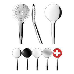 Picture of Laufen Armaturen - MyTwin120, Handbrause, mit RubiClean, Ecochoice und 3 Strahlarten, Chrome/Nightblack , Art.Nr. : WI939029108000