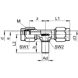 Picture of SERTO Verschraubungen SERTO SO 43621 einstellbar, M-Programm, Messing Grösse: 6 ‑ A 6 ‑ 6, Art.Nr. :  018.3600.060