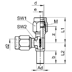 Picture of SERTO Verschraubungen SERTO SO 43621 einstellbar, M-Programm, Messing Grösse: A 10 ‑ 8 ‑ 8, Art.Nr. :  018.3610.083