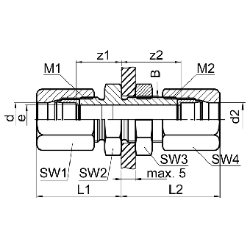 Picture of SERTO Schottverschraubungen SERTO SO 51521 gerade, reduziert, Edelstahl rostfrei, Durchführungslänge max. 5 mm Grösse: 10‑ 8, Art.Nr. :  058.1504.190