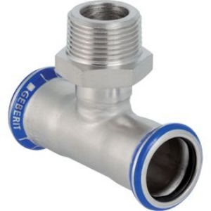 Picture of Geberit - T-Stücke GEBERIT MAPRESS Wasser Edelstahl Rostfrei 1.4401 Pressindikator, d mm: 15, R: 1/2, d1 mm: 15, L cm: 6.4, l cm: 3, l1 cm: 3.2, H cm: 4, Art.Nr. : 31454