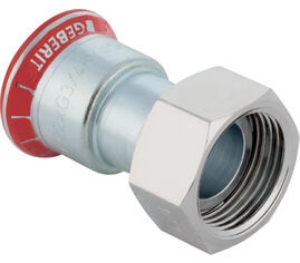 Picture of Geberit - Übergangsverschraubungen MAPRESS Heizung Stahl unlegiert 1.0034 E195 (EN 10305) mit Überwurfmutter, d mm: 15, G: 1/2, di mm: 10, L mm: 51, Z mm: 25, Art.Nr. : 25042