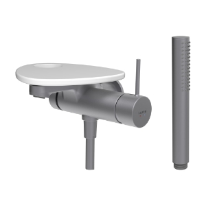 Picture of LAUFEN - ADA - Bademischer zu Simibox 1-Point, Ablage mit Loch, Ausladung 170 mm, mit Kunststoffschlauch 1600 mm, mit Handbrause TwinStick, Art.Nr. :HF506765502000