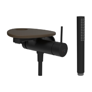 Picture of LAUFEN - ADA - Bademischer zu Simibox 1-Point, Ablage mit Loch, Ausladung 170 mm, mit Kunststoffschlauch 1600 mm, mit Handbrause TwinStick, Art.Nr. :HF506765514000