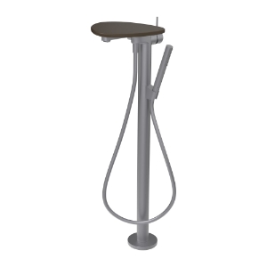 Picture of LAUFEN - ADA - Standsäulen-Bademischer, Ablage ohne Loch, Ausladung 203 mm, mit Kunststoffschlauch 1250 mm, mit Handbrause TwinStick, Art.Nr. :HF506781504060