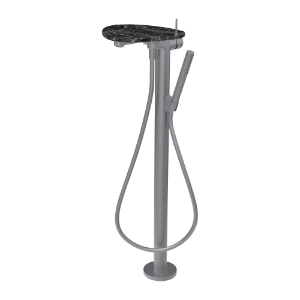 Picture of LAUFEN - ADA - Standsäulen-Bademischer, Ablage mit Loch, Ausladung 203 mm, mit Kunststoffschlauch 1250 mm, mit Handbrause TwinStick, Art.Nr. :HF506781506000