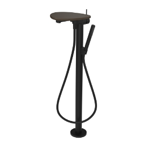 Picture of LAUFEN - ADA - Standsäulen-Bademischer, Ablage ohne Loch, Ausladung 203 mm, mit Kunststoffschlauch 1250 mm, mit Handbrause TwinStick, Art.Nr. :HF506781514060