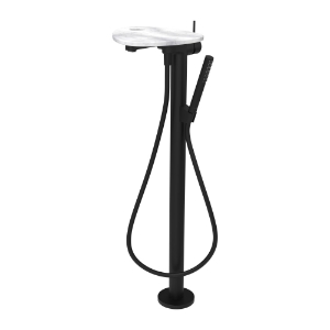 Picture of LAUFEN - ADA - Standsäulen-Bademischer, Ablage mit Loch, Ausladung 203 mm, mit Kunststoffschlauch 1250 mm, mit Handbrause TwinStick, Art.Nr. :HF506781515000