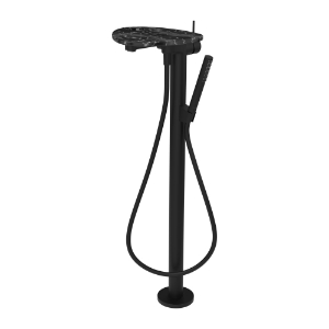 Picture of LAUFEN - ADA - Standsäulen-Bademischer, Ablage mit Loch, Ausladung 203 mm, mit Kunststoffschlauch 1250 mm, mit Handbrause TwinStick, Art.Nr. :HF506781516000