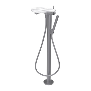 Picture of LAUFEN - ADA - Standsäulen-Bademischer, Ablage mit Loch, Ausladung 203 mm, mit Kunststoffschlauch 1250 mm, mit Handbrause TwinStick, Art.Nr. :HF506781505000