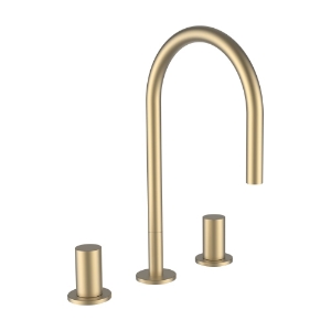 Picture of LAUFEN - KARTELL LAUFEN - 3-Loch Waschtischmischer, Ausladung 166 mm, Schwenkauslauf, ohne Ablaufventil, PVD Blassgold matt, Art.Nr. :H3123330832201