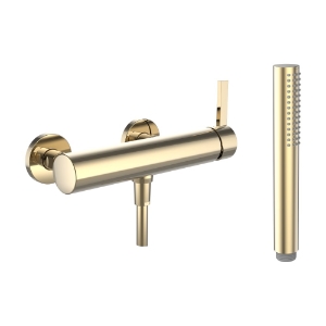 Picture of LAUFEN - KARTELL LAUFEN - Duschenmischer, Anschlussdistanz 153 mm, mit Verschraubungen, mit Kunststoffschlauch 1800 mm, mit Handbrause TwinStick, PVD Gold, Art.Nr. :H3313370011421