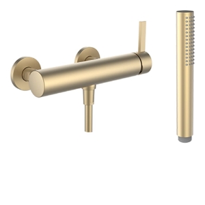 Picture of LAUFEN - KARTELL LAUFEN - Duschenmischer, Anschlussdistanz 153 mm, mit Verschraubungen, mit Kunststoffschlauch 1800 mm, mit Handbrause TwinStick, PVD Blassgold matt, Art.Nr. :H3313370831421