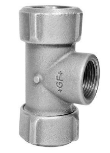 Bild von +GF+ PRIMOFIT T-Stück mit Innengewinde im Abzweig verzinkt Für Stahlrohr, EPDM, Dim. St 1 1∕2, Rp 1 1∕2, Art.Nr. :775316055