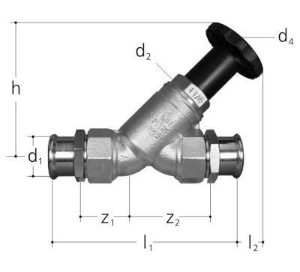 Bild von JRG LegioStop Schrägsitzventil Mapress Rotguss, d 42, DN 40, Art.Nr. :5208.042