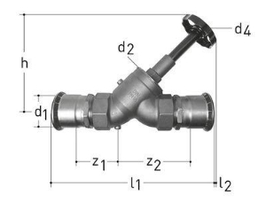 Bild von JRG LegioStop Schrägsitzventil Mapress Rotguss, Anmerkung , d 76.1, DN 65, Art.Nr. :5208.076
