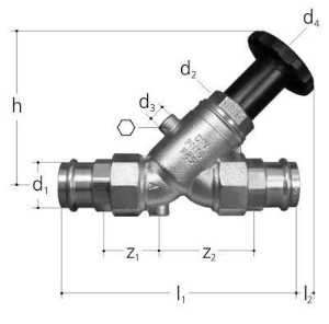 Bild von JRG LegioStop Schrägsitzventil Optipress / Sanpress Rotguss, d 15, DN 12, Art.Nr. :5227.015