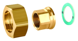 Bild von Honeywell Resideo - Anschlussverschraubung ASV-CS mit Innengewindetülle Rp 1/2, G 1, flach dichtend, Art.Nr.: ASV-CS-15-I-FX