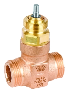 Bild von Honeywell Resideo - Zweiwegeventil VXE-C, Rotguss, PN25, DN15, kvs 1,6, flach dichtend, stetig, druckentlastet, Sicherheitsventil, Art.Nr.: VDE15C1.6RB-SV