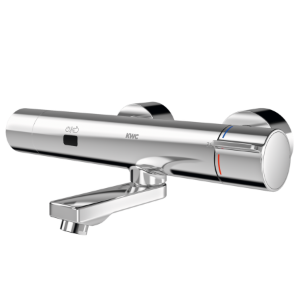 Bild von KWC F5E-Therm - F5ET1116, Elektronik-Thermostat-Wandbatterie mit Batteriebetrieb und vormontierter C-Moduleinheit, Ausladung des Auslaufs:145 mm, C-Modul:optional, mit Rückflussverhinderer:ja, A3000 open-kompatibel:nein, Art.Nr. : 3600008354